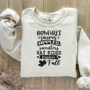 Bonfires, S'Mores, Apples, Sweater, Hayrides, Hello Fall Custom Sweatshirt